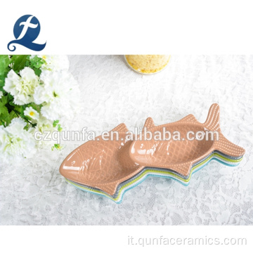 Personalizza il delizioso piatto in ceramica a forma di pesce per animali domestici